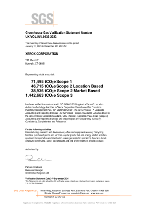 温室气体核查声明编号 UK.VOL.INV.0139.2023 2023 年 1 月 1 日至 2023 年 12 月期间温室气体排放清单